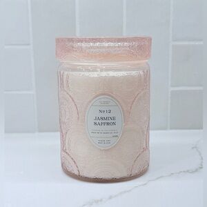 Jasmine Saffron Scented Candle - Pink Glass Jar